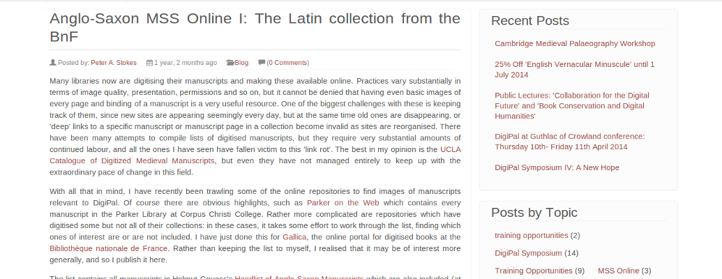 Blog discussions about palaeography